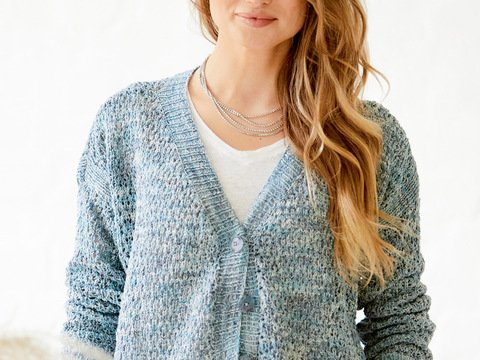 Jacke mit Lochmuster in Hellblau