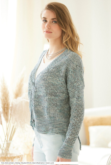 Jacke mit Lochmuster in Hellblau