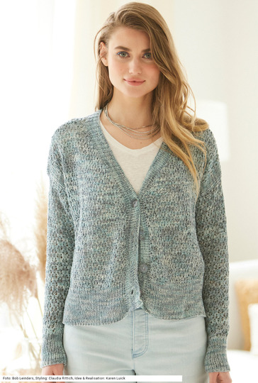 Jacke mit Lochmuster in Hellblau