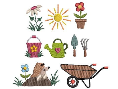 Stickdatei Garten kleine Motive SET 8