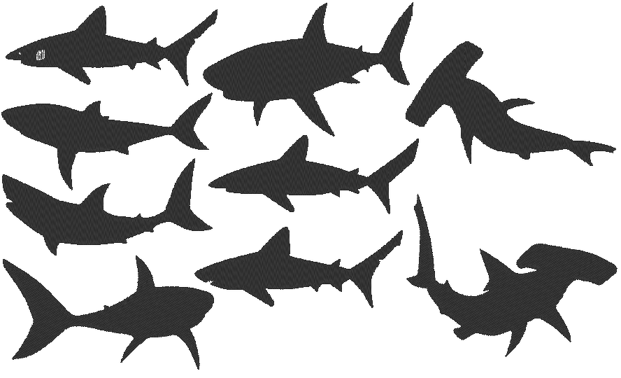 Stickdatei - Hai Raubfisch Silhouette