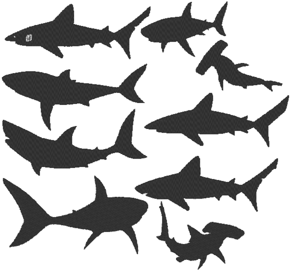 Stickdatei - Hai Raubfisch Silhouette