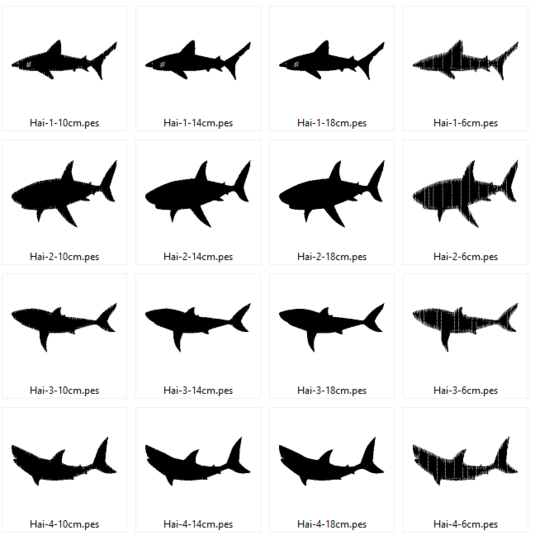 Stickdatei - Hai Raubfisch Silhouette