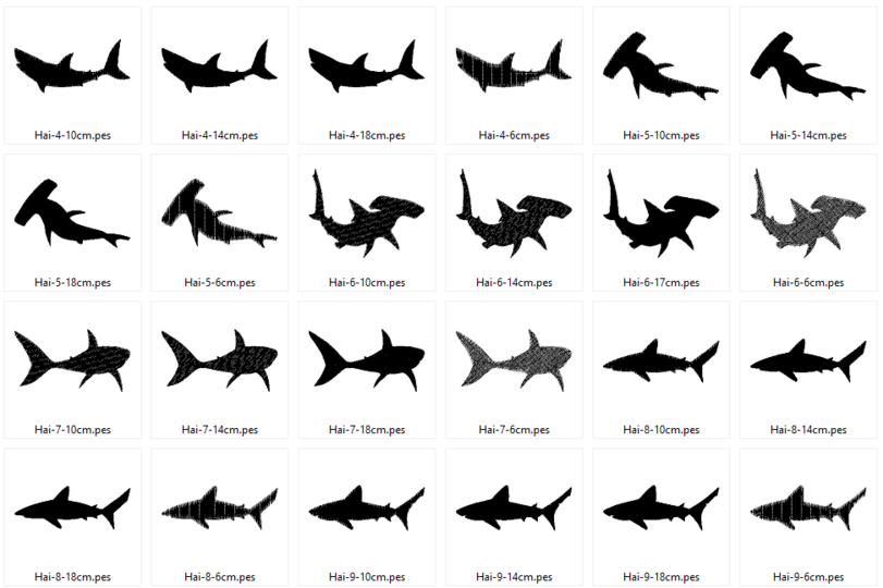 Stickdatei - Hai Raubfisch Silhouette