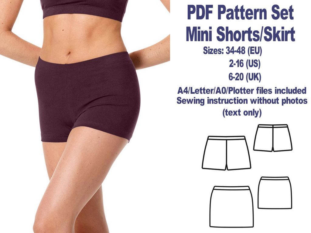 Sewing Patterns Skirt Mini Shorts Pattern Sport Shorts Pattern Yoga Shorts