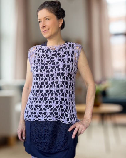 Luftiges Häkelshirt "LilaBlu" | für Erwachsene und Kinder