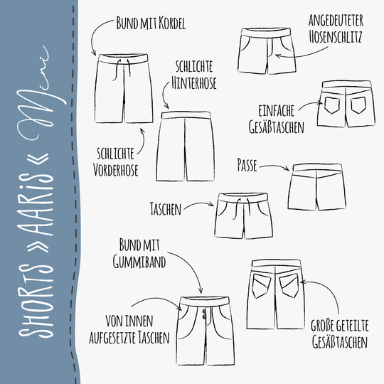 SHORTS "AARIS" - MINI (50-104 je 3 Weiten) - Schnittmuster und Anleitung