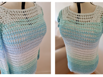 Netzshirt Netzpullover "Crossover" Häkelanleitung RVO mit oder ohne Ärmel
