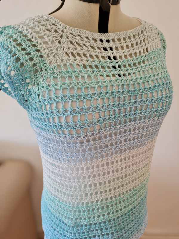 Netzshirt Netzpullover "Crossover" Häkelanleitung RVO mit oder ohne Ärmel - Bild 5