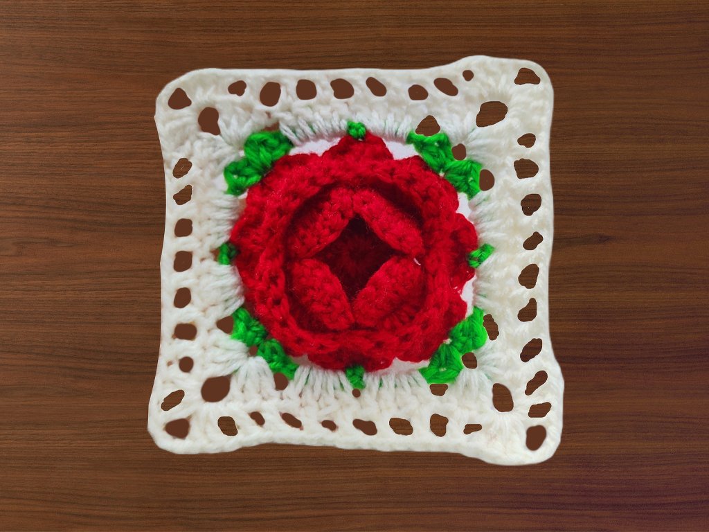 crochet square motif with flower pattern