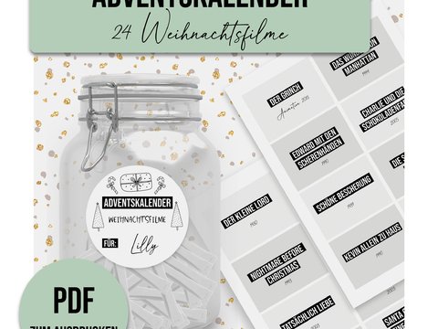 Adventskalender WEIHNACHTSFILME Adventskalender zum Ausdrucken digital