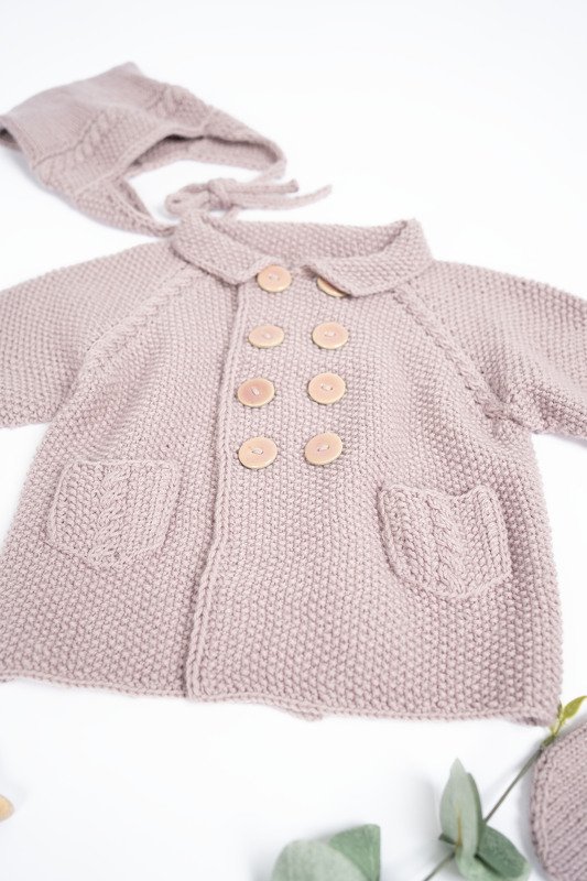 Baby Micro Raglanjäckchen mit Zopfmusterstreifen