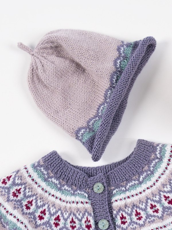 Baby Merino Soft Mütze mit Jacquardmusterbordüre