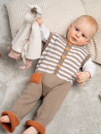 Baby Merino Soft Latzhose mit Streifen