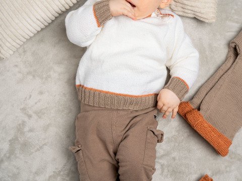 Baby Merino Soft Raglanpulli mit zweifarbigen Randblenden
