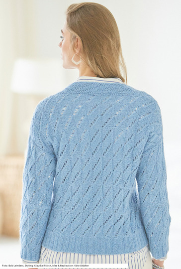 Jacke mit Ajourmuster in Blau