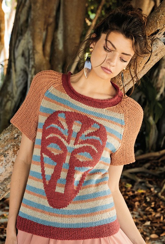 Shirt mit Streifen und aufgestickter Maske - Bild 3