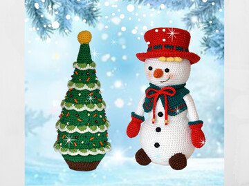 Häkelanleitung Amigurumi BOBBY, der Schneemann und sein Weihnachtsbaum