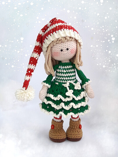 Amigurumi Weihnachtspuppe Häkelmuster PDF - Jovie, die Weihnachts Elfe