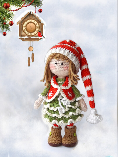 Amigurumi Weihnachtspuppe Häkelmuster PDF - Jovie, die Weihnachts Elfe