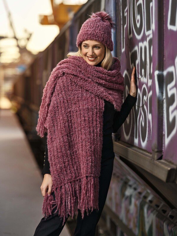 Schal und Mütze im Halbpatentmuster