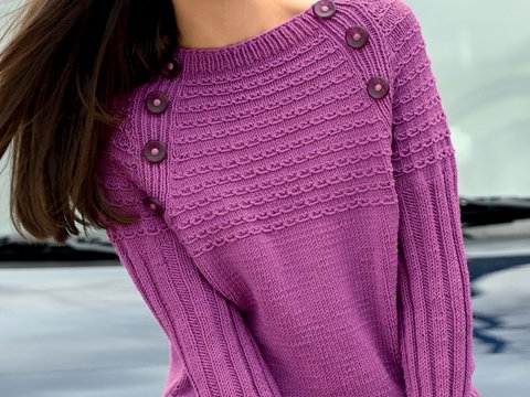 Raglanpullover mit Strukturen