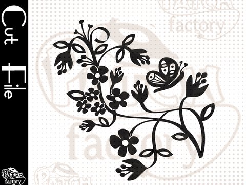 Plotterdatei, Schnittvorlage Blumenranke mit Schmetterling