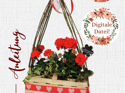 Fensterdekoration - Blumenübertopf - Korb