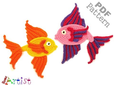 Fish Fantail Betta crochet pattern applique