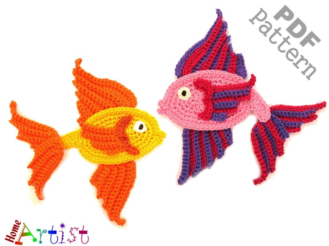 Fish Fantail Betta crochet pattern applique - Image 2