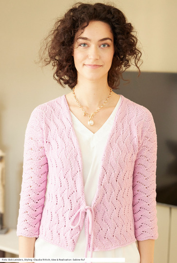 Wickeljacke im Ajourmuster in Flieder