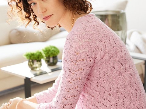 Wickeljacke im Ajourmuster in Flieder