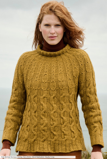 Rundgestrickter Zopfmusterpulli