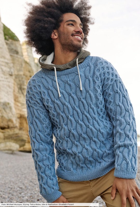 Rauchblauer Musterpulli - Bild 2