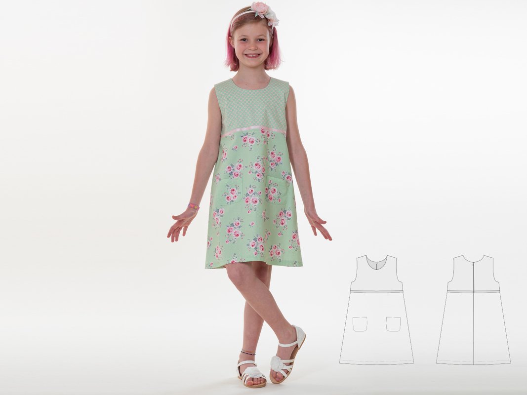 Sewing Pattern for Sleeveless A-Line Dress : Gemma with Ribbon