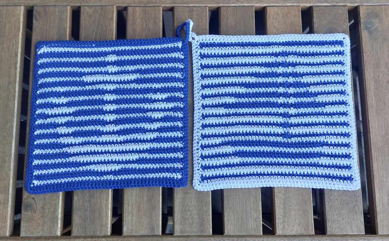 Topflappen-Set "Maritim" - Segelschiff und Anker in Schattenhäkeltechnik - Bild 14