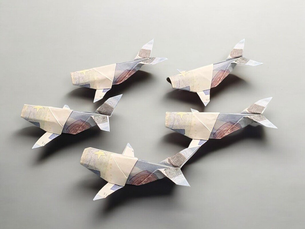 Origami Geldschein Walfisch (*)