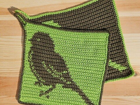 Häkelanleitung Topflappen Vogel