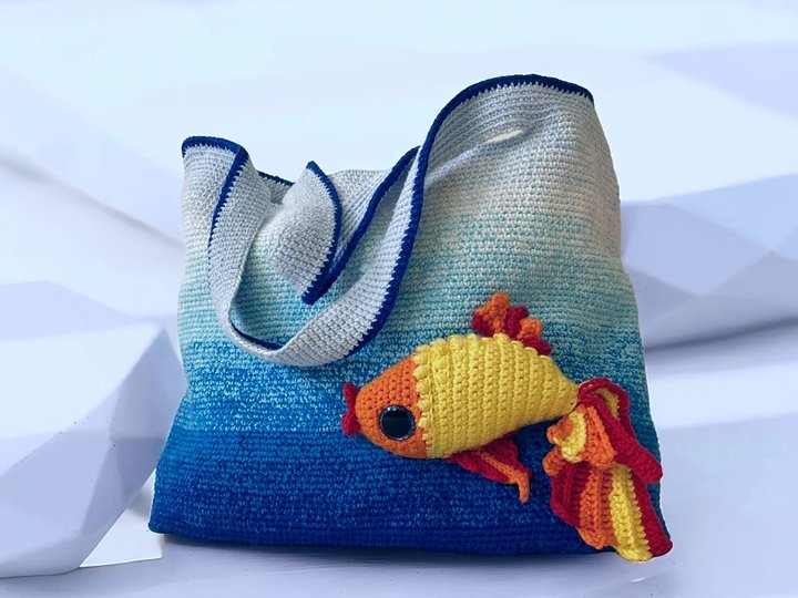Strandtasche „Goldfisch“. Häkelanleitung