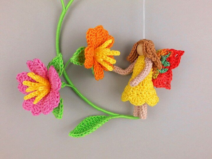 Blumenelfe - Dekohänger aus Wollresten - einfach auch für Anfänger
