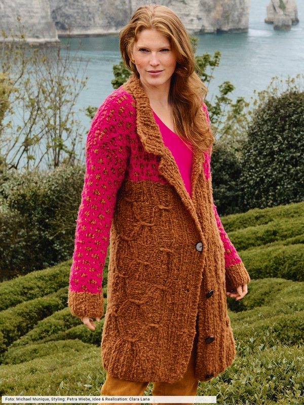 Longjacke mit Smok- und Hebemaschen