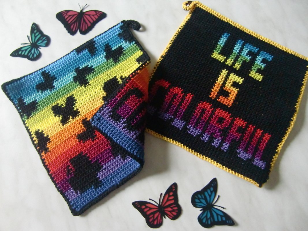 Doubleface crochet tutorial, Butterflies in rainbow colors - Image 2