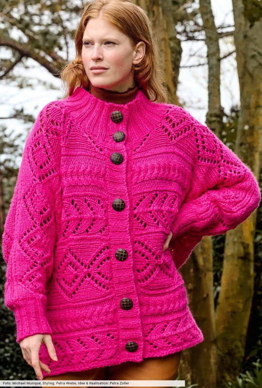 Quergestrickte Fledermausjacke - Bild 6
