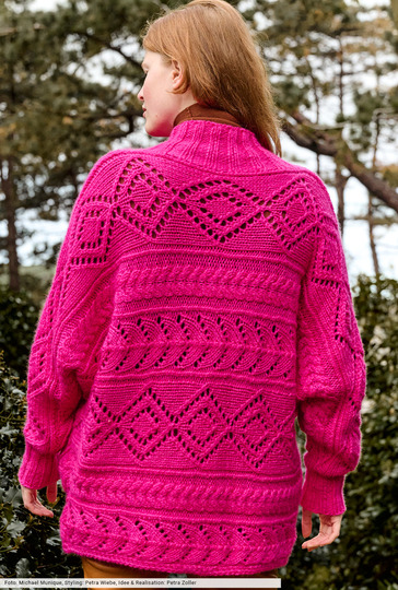 Quergestrickte Fledermausjacke