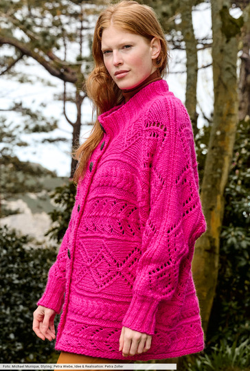 Quergestrickte Fledermausjacke