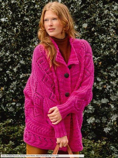 Quergestrickte Fledermausjacke