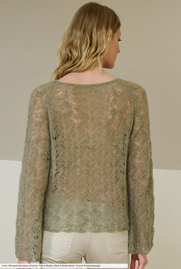 Schilfgrüner Ajourmuster-Pulli