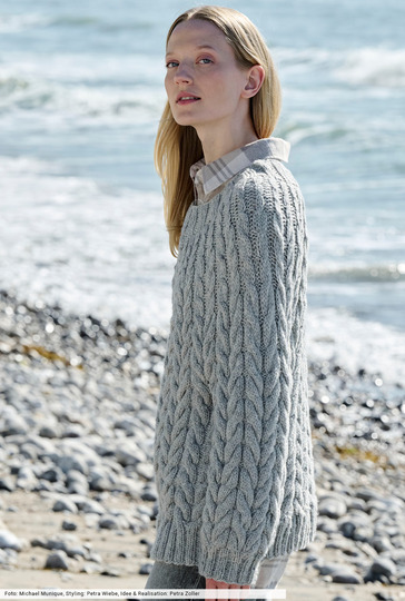 Zopfmuster-Pulli mit Rundpasse