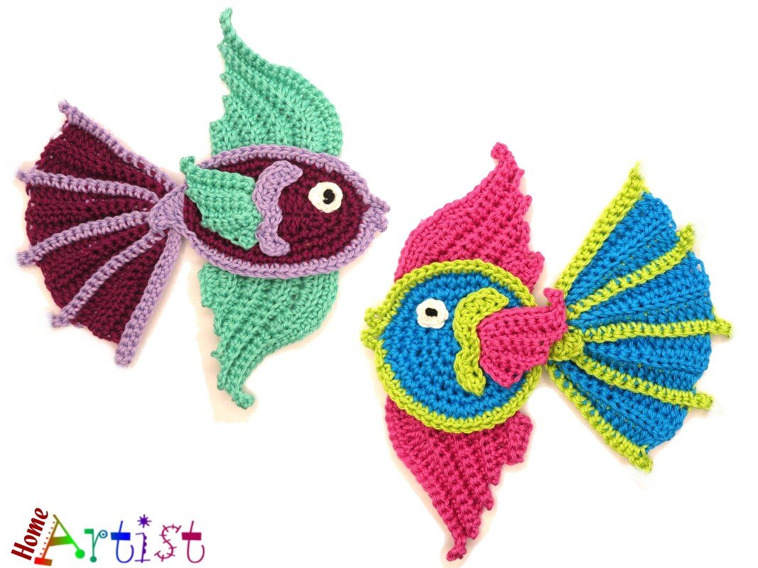 Fish Fantail beta 2 crochet pattern applique - Image 2