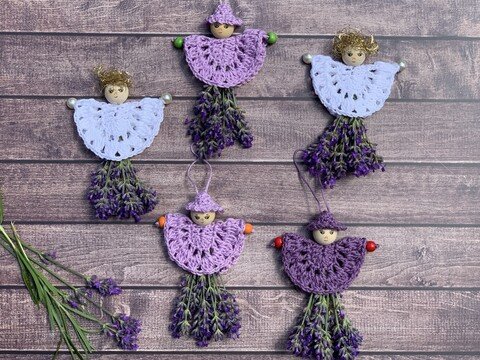 Häkelanleitung Dekoration Lavendelmännchen, Engel, perfekt aus Wollresten